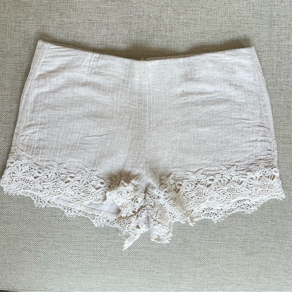 Zara Trafaluc Women’s Linen Crochet Trim Shorts